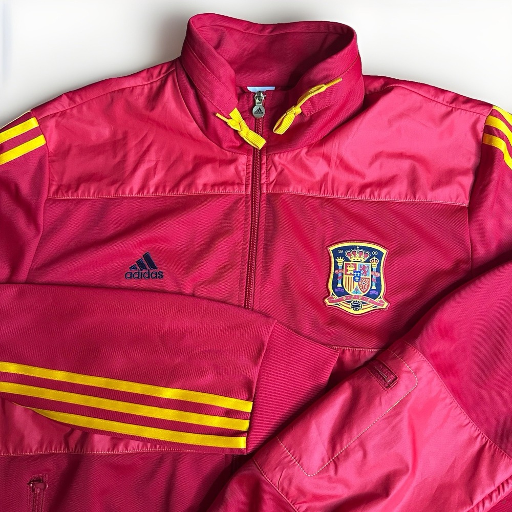 Adidas Spain National Team Jacket Mens XL Red Track Warm Up Soccer Futbol RFEF